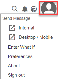 User actions menu