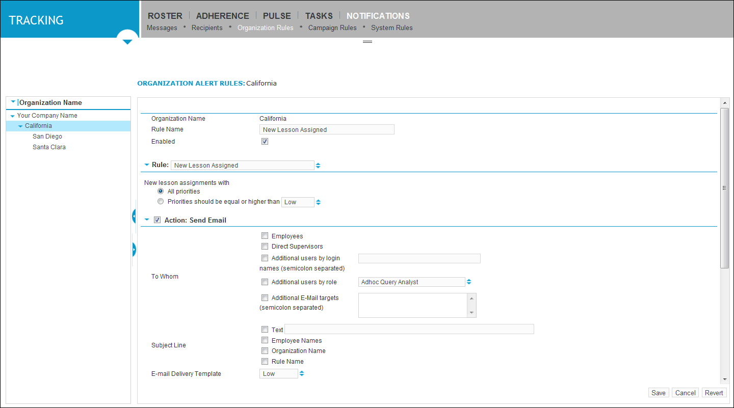 Organization Alert Rules screen capture