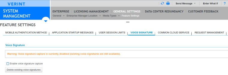 Feature setting screen