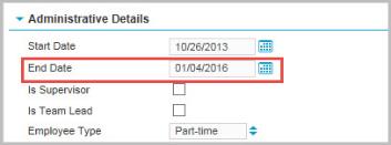 Administrative Details area of Profiles page