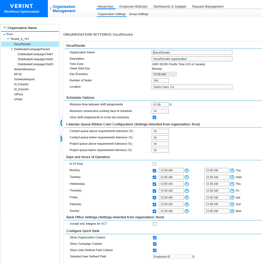 Organization Settings